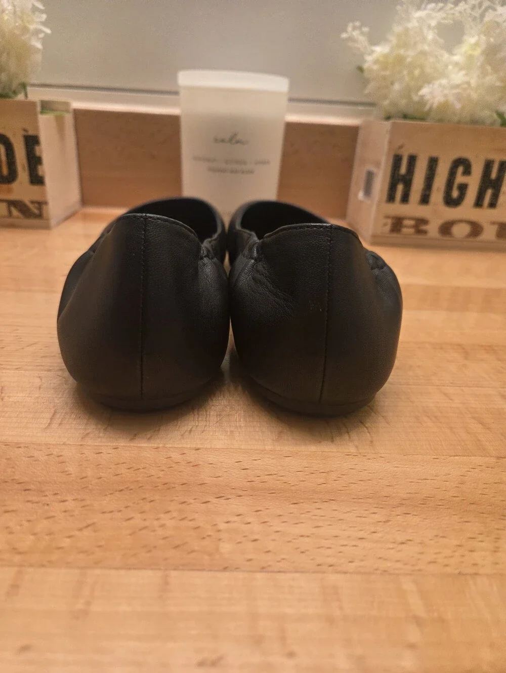Eileen Fisher Fosse Leather Ballet Flats Round Toe Slip-on Black Womens Size 7.5